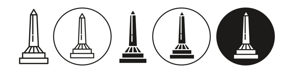 Obraz premium obelisk icon. Ancient Egyptian tapering stone pillar symbol. Travel monument or historical landmark vector. little skewer tower represent immortality and eternity.