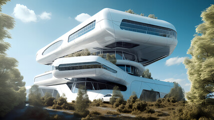 futuristic typical german building in the year 2100