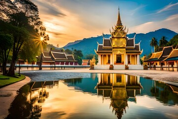 temple si sanphet at sunset