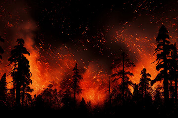 Danger flames nature destruction disaster tree heat smoke forest hot fire night burning
