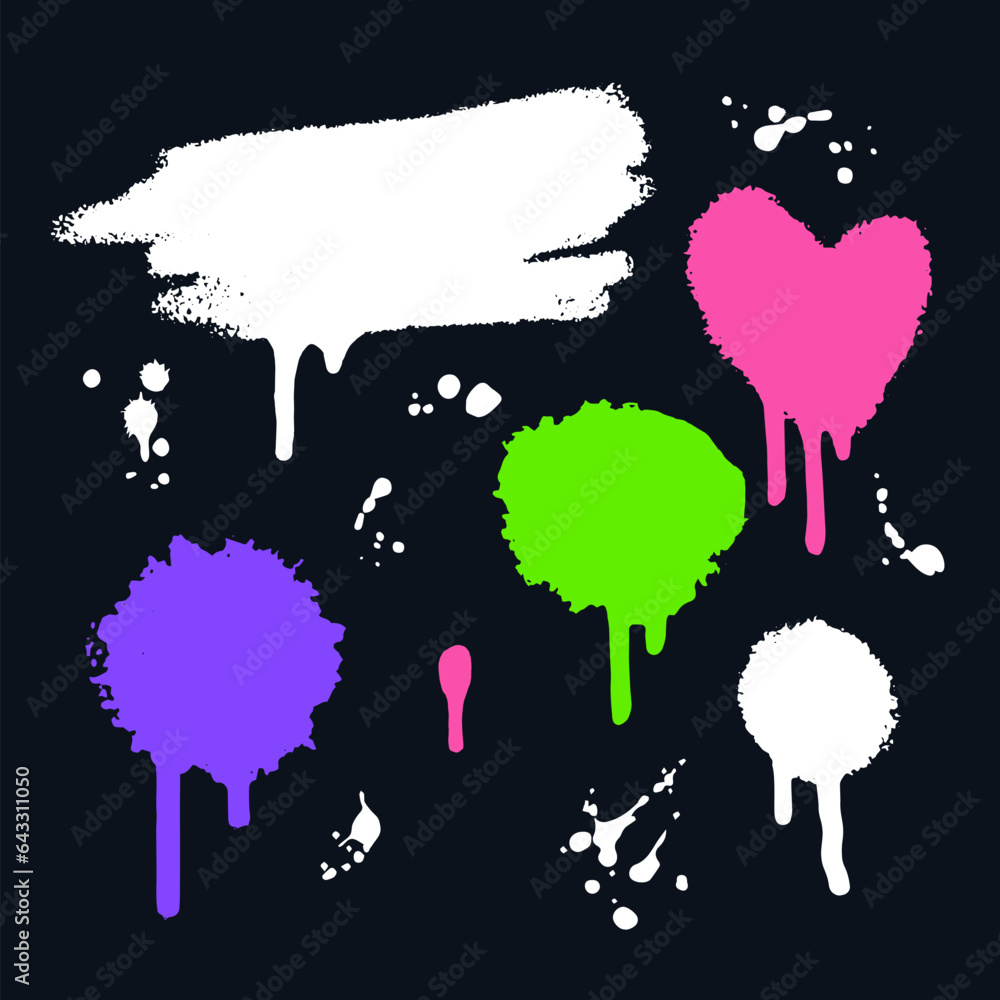 Aufkleber spray paint abstract vector elements. graffiti style background. ink splatters street style