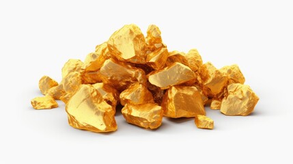 golden nuggets on a clean white background
