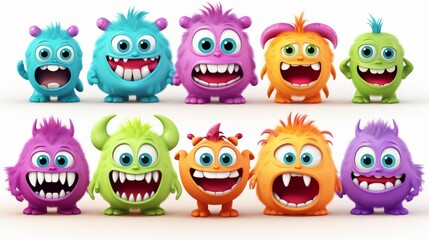Fototapeta premium colorful monsters with open mouths