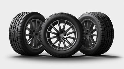 Obraz premium three white tires on a clean background