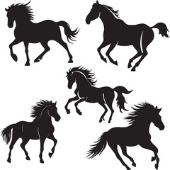 Running Horse vector art illustration black color