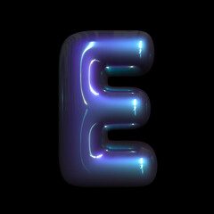 Naklejka premium metaverse letter E - Capital 3d futuristic font - suitable for technology, cyberspace or science related subjects