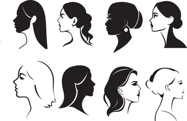 Woman side Face Profile vector illustration black color