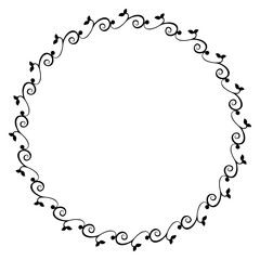 simple seamless vector circle hand draw sketch floral border
