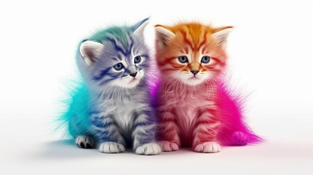 Rainbow kittens hyper realistic graphics openart greg illustration image Ai generated art