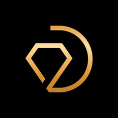 Letter D diamond simple luxury logo design