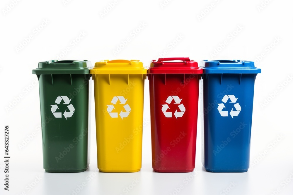 Poster garbage containers for waste sorting. background with selective focus and copy space