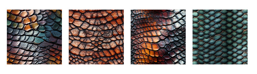 reptile skin texture repeat pattern set, AI generated dragon skin textures for print or luxury designs