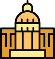 Casablanca temple icon outline vector. Morocco skyline. Africa travel color flat
