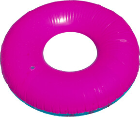 Pink inflatable swimming innertube against transparent background, high resolution png