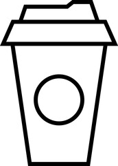 Coffee in Disposable Cup Vector Line Sign for Adverts. Suitable for books, stores, shops. Editable stroke in minimalistic outline style. Symbol for design