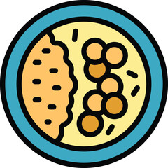 Rice meat menu icon outline vector. Asian roll. Restaurant tempura color flat