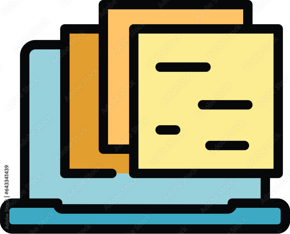 Aufkleber laptop snapshot icon outline vector. image zoom. camera button color flat