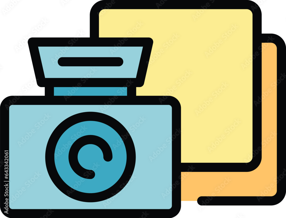 Poster camera mobile icon outline vector. image zoom. screenshot button color flat