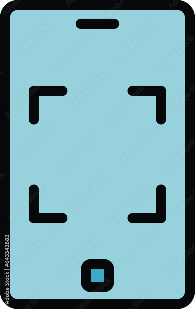 Poster smartphone snapshot icon outline vector. camera screenshot. button screen color flat