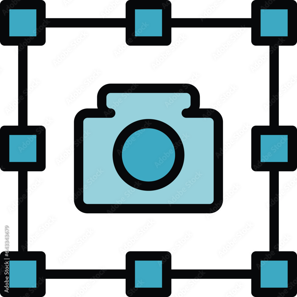 Poster selfie camera icon outline vector. screenshot cam. hand button color flat
