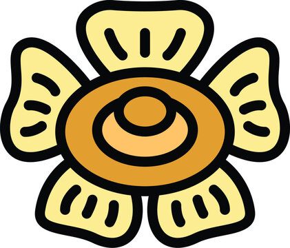 recommend clip art: Rafflesia icon outline vector. Tropical flower. Plant corpse color flat
