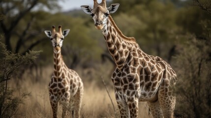 Two Giraffes. Background with a Copy Space. Space for text.