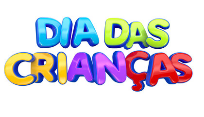 children's day label in 3d render for marketing campaign in brazil in portuguese