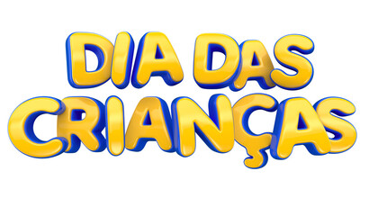 children's day label in 3d render for marketing campaign in brazil in portuguese