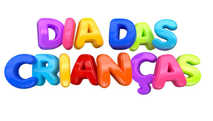 children's day label in 3d render for marketing campaign in brazil in portuguese