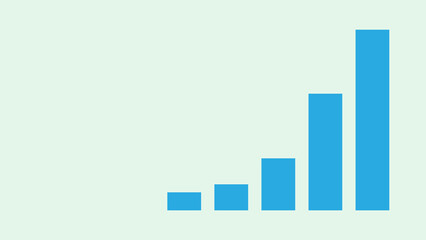 右肩上がりの青い棒グラフの背景素材　グリーン
