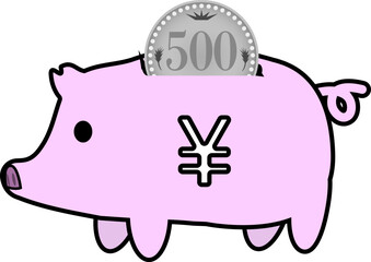 かわいい豚の貯金箱のイラスト