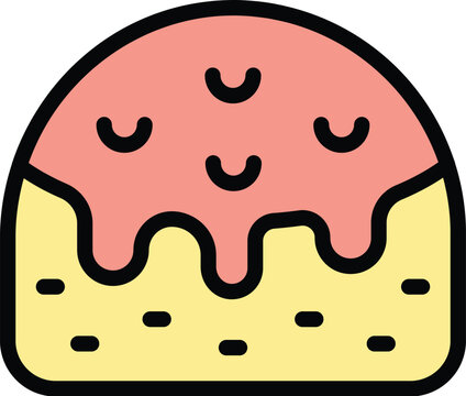 recommend clip art: Chocolate panettone icon outline vector. Cake food. Bread slice color flat