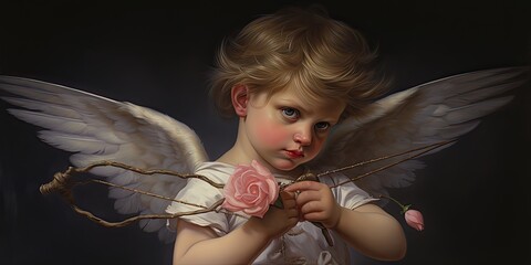 painting of cupid, angel, generative AI