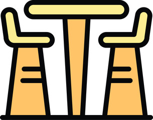 Table bar stool icon outline vector. Modern chair. Retro cafe color flat