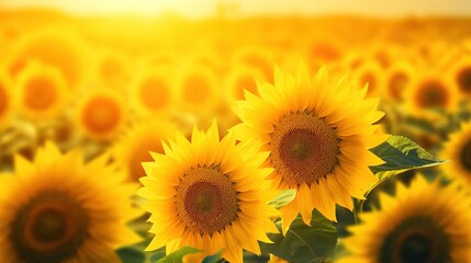 Fototapeta premium sunflower field in summer background
