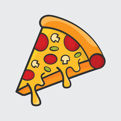 pizza fast food cartoon vector illustration with cute and colorful style