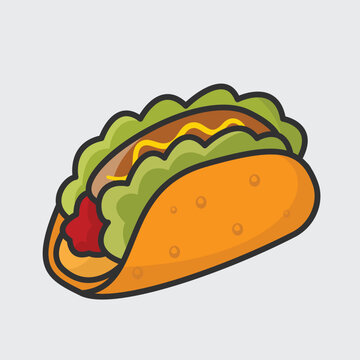 taco fast food cartoon vector illustration with cute and colorful style