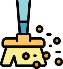 Cleaning broom icon outline vector. Hostel facility. City manage color flat