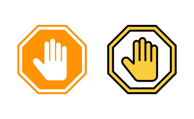 Stop icon set for web and mobile app. stop road sign. hand stop sign and symbol. Do not enter stop red sign with hand