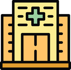 Obraz premium City hospital icon outline vector. Modern facility. Manage infrastructure color flat