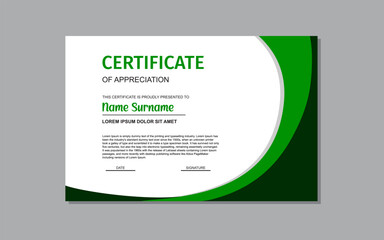 certificate template design in green color.
