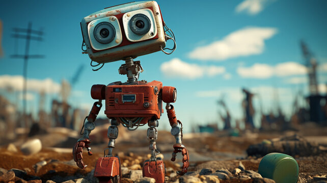 キュート ロボット かわいい キャラクター アニメーション 機械 テクノロジー ファンタジー ロボット画像 | robot, Generative AI