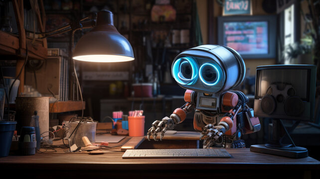 キュート ロボット かわいい キャラクター アニメーション 機械 テクノロジー ファンタジー ロボット画像 | robot, Generative AI
