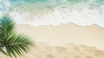 beach with palm trees in the sun. generative ai