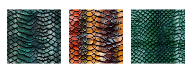 reptile skin texture repeat pattern set, AI generated dragon skin textures for print or luxury designs