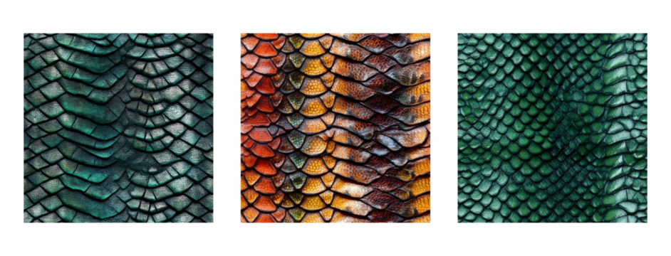 reptile skin texture repeat pattern set, AI generated dragon skin textures for print or luxury designs