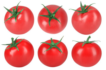 Set of fresh ripe cherry tomatoes isolated on white