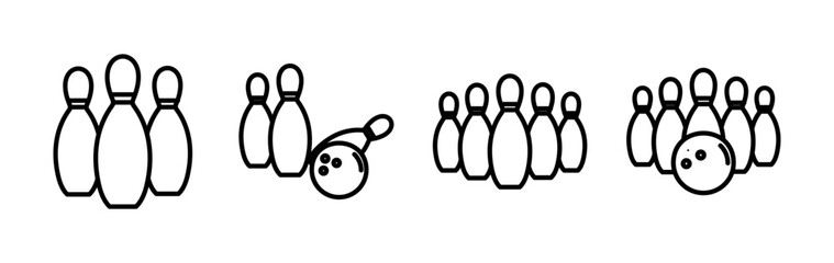 Bowling icon vector. Bowling ball and pin icon. Bowling pins with ball icon.