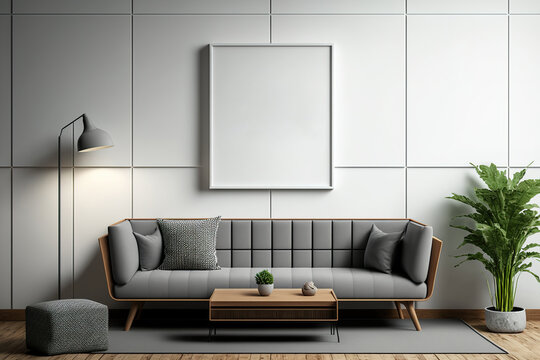 Contemporary living room wall mockup. mock-up. Generative AI