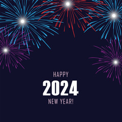 Happy new year 2024 vector with fireworks